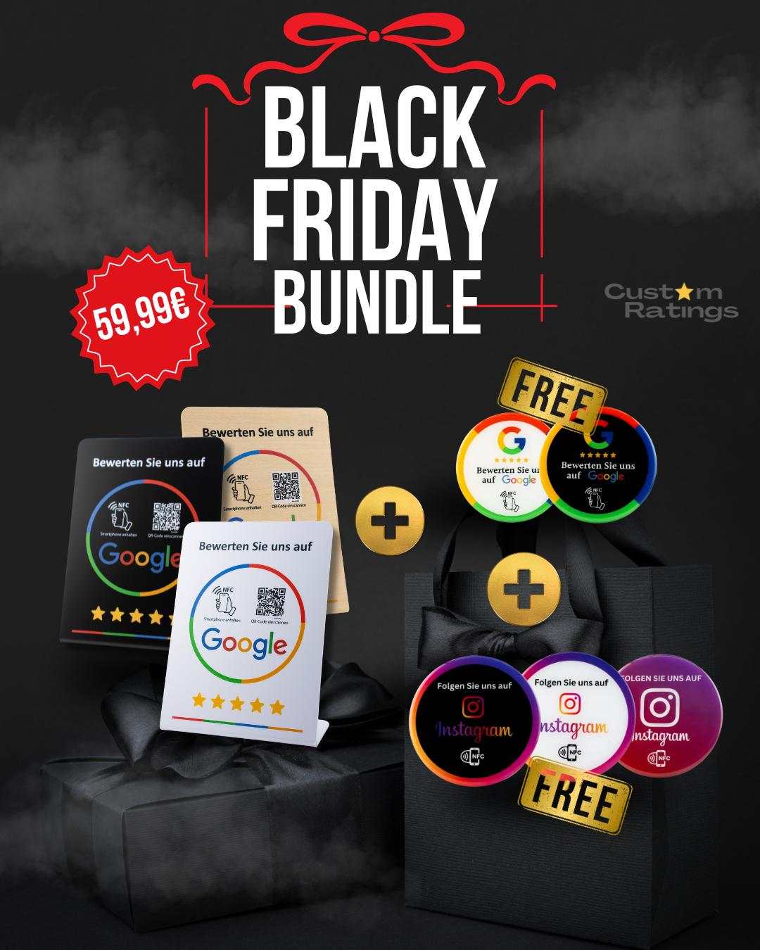 Blackbundle | 3x Aufsteller + 5x Aufkleber