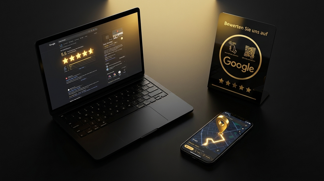 Google Unternehmensprofil optimieren mit NFC Aufsteller – Custom Ratings