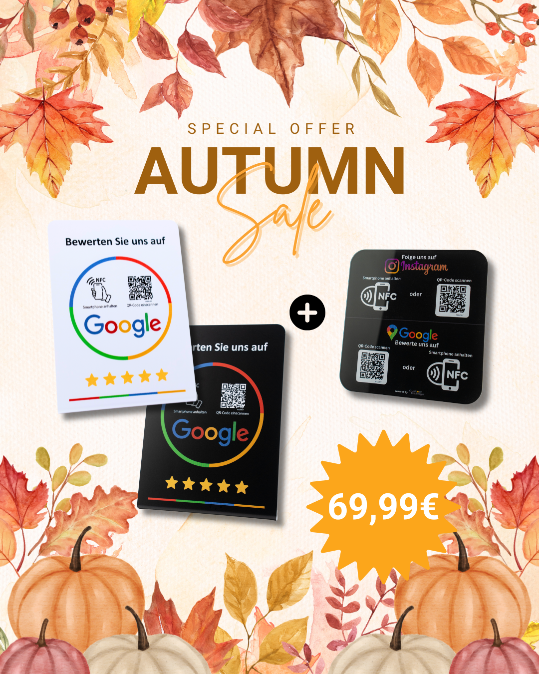 Herbstbundle für Google und Instagram | 2x Aufsteller + 1x Acryl Platte